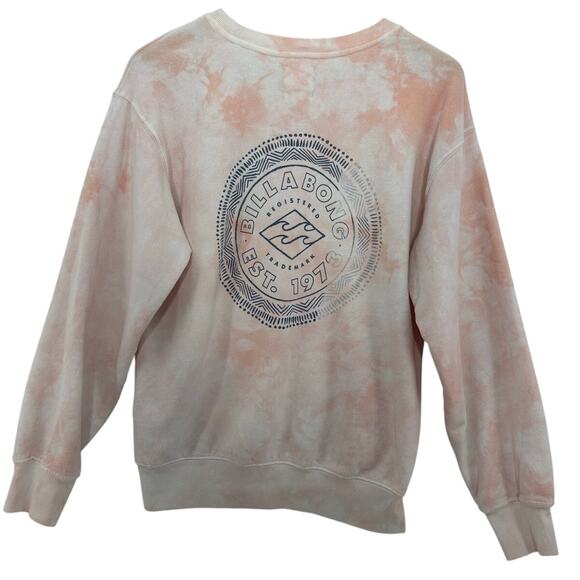 Billabong Crewneck Sweatshirt Womens Small Peach Tie Dye Surfcore Beachy Retro - Picture 2 of 7